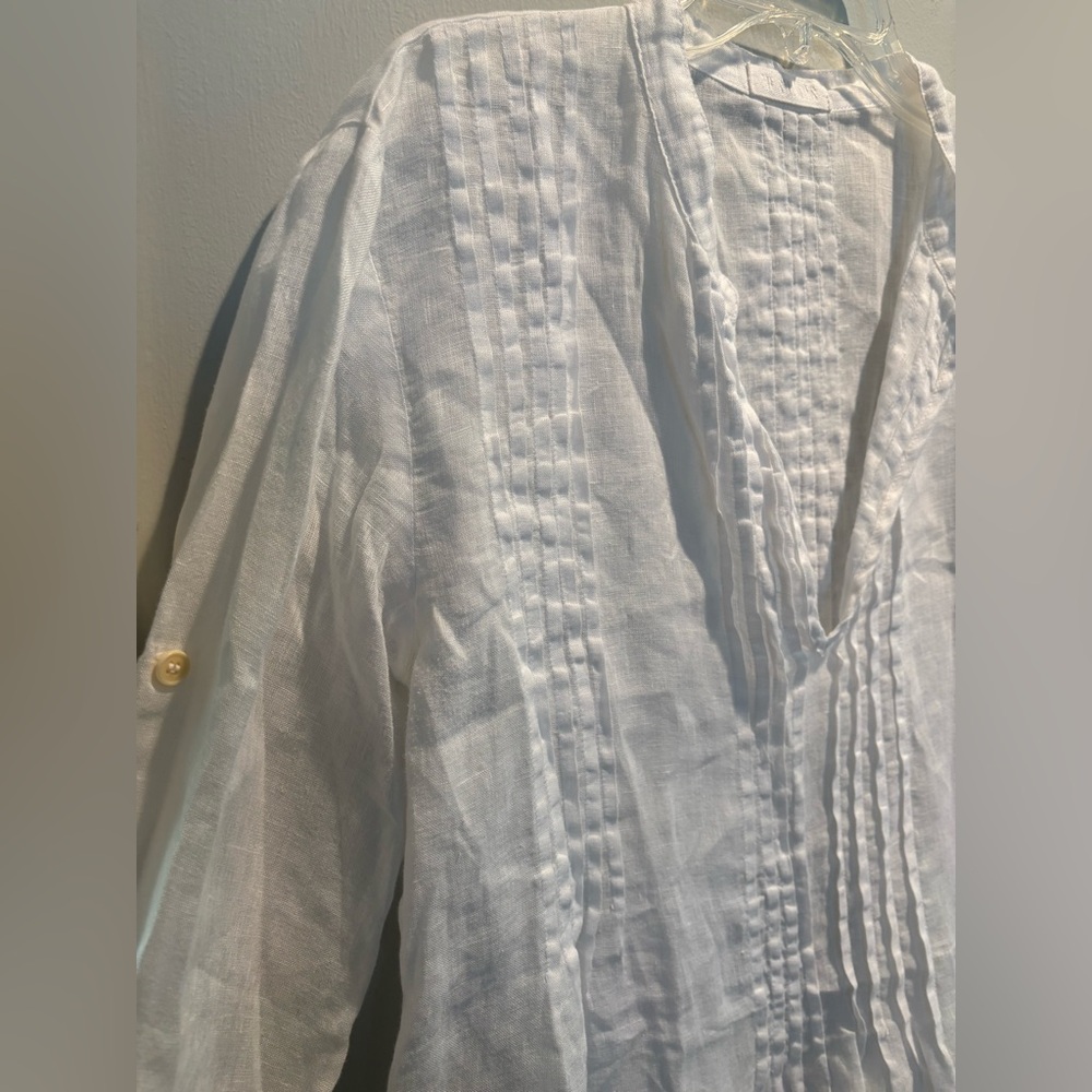 CP Shades 100% linen crisp white tunic pullover - Picture 3 of 7